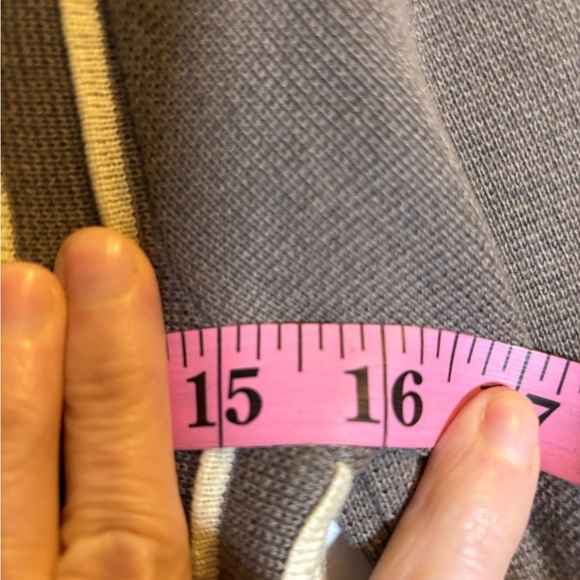 Free People Tan-ish/Gray and White Striped Fabric Double Breasted Sweater S XS - Picture 4 of 7